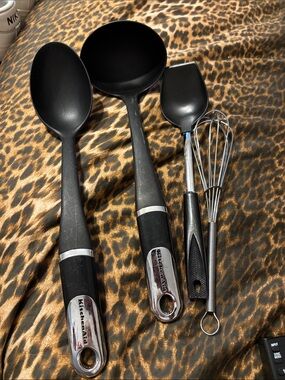KitchenAid Black and Silver Nylon Utensil Set with Stainless Whisk